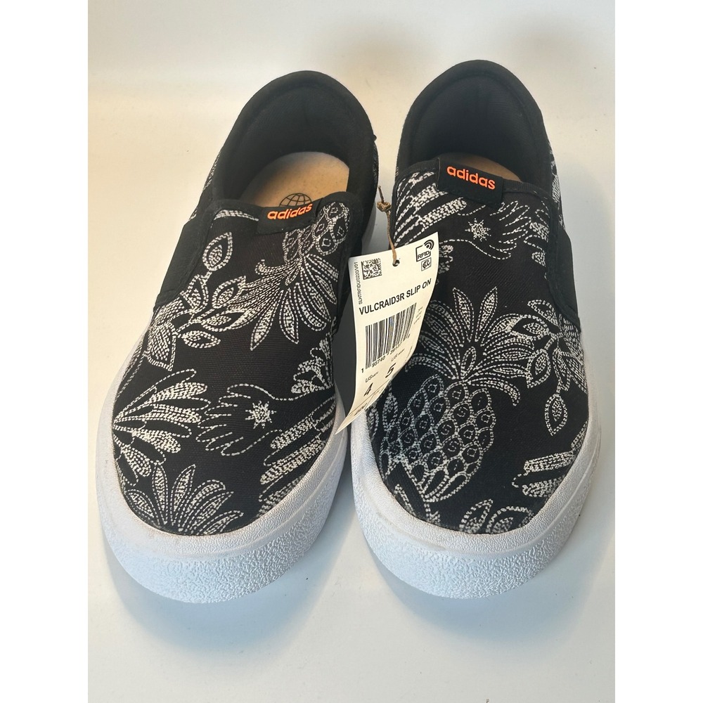 Adidas‎ Vulcraid3r Slip On Black White Pineapple Floral Sneakers GZ3311